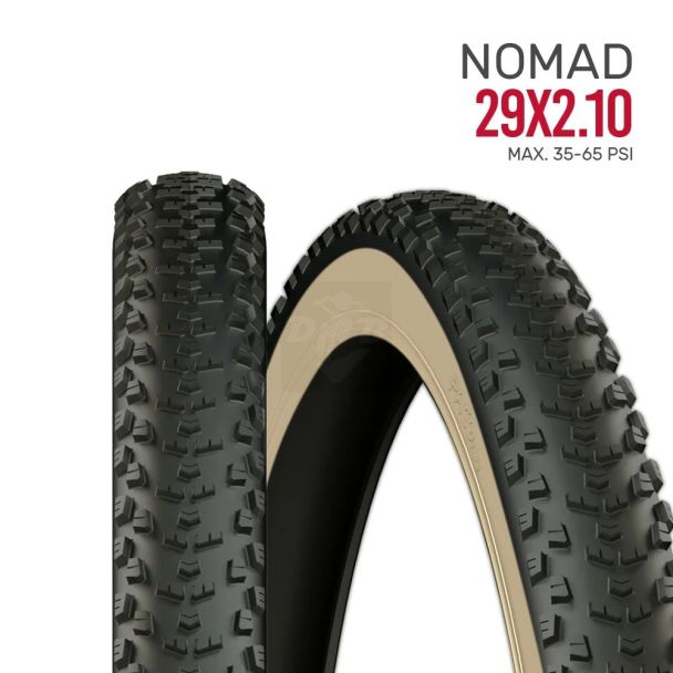 Pneu 29 x 2.10 nomad preto com faixa bege