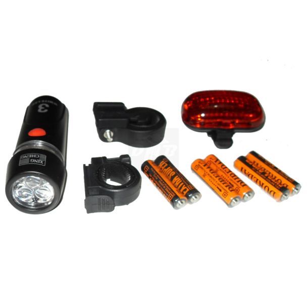 Luz  Bike  Farol 3 LEDs com Luz Traseira