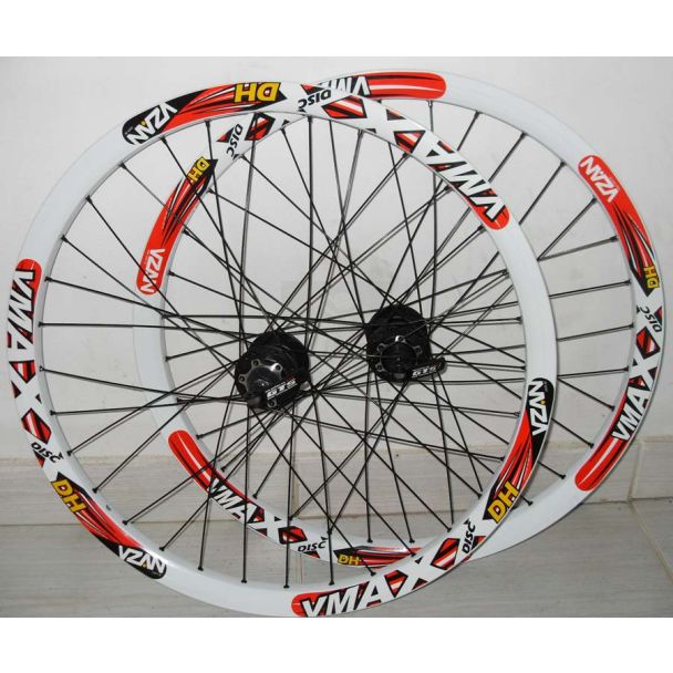 Par Rodas Vmaxx 26 + Raios Inox + Freio Á Disco Alhonga + Cubos QUANDO K-7  8/9 vel. Montadas