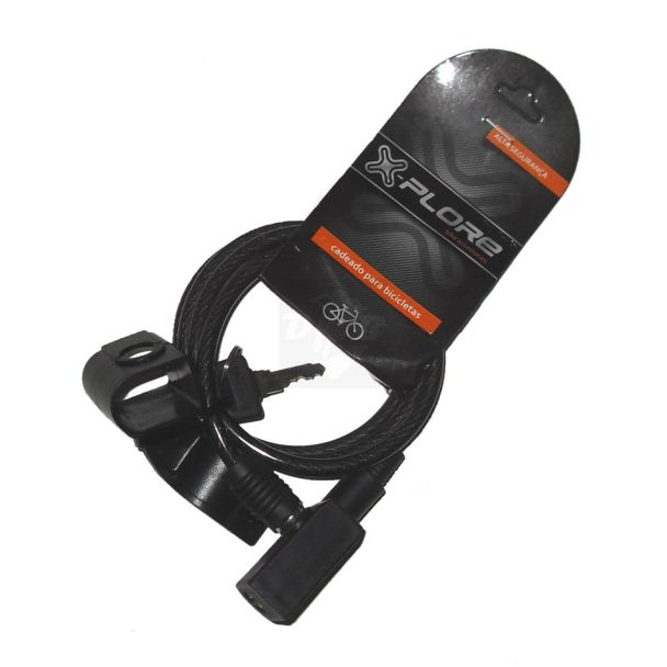 Cadeado para Bicicleta Chave X-Plore 6x1000mm com Suporte