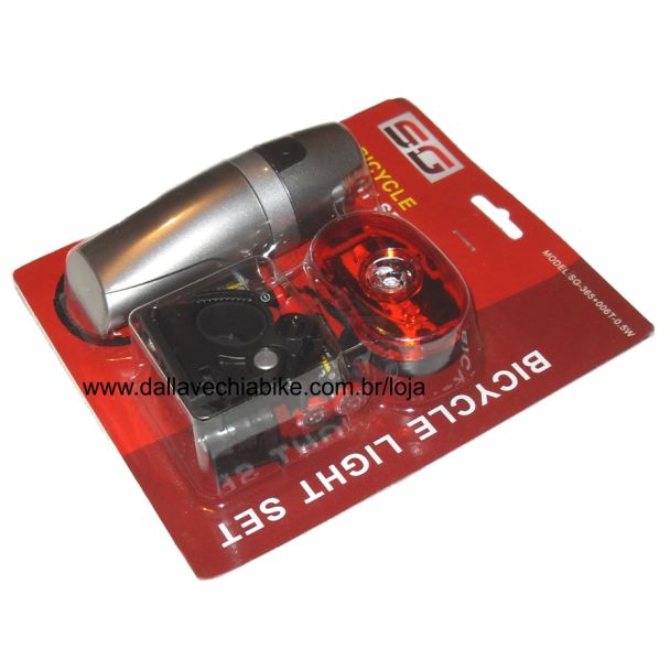 Farol Turbo Led 3W SG365 + Sinalizador traseiro SG006T 0,5W para Bicicleta